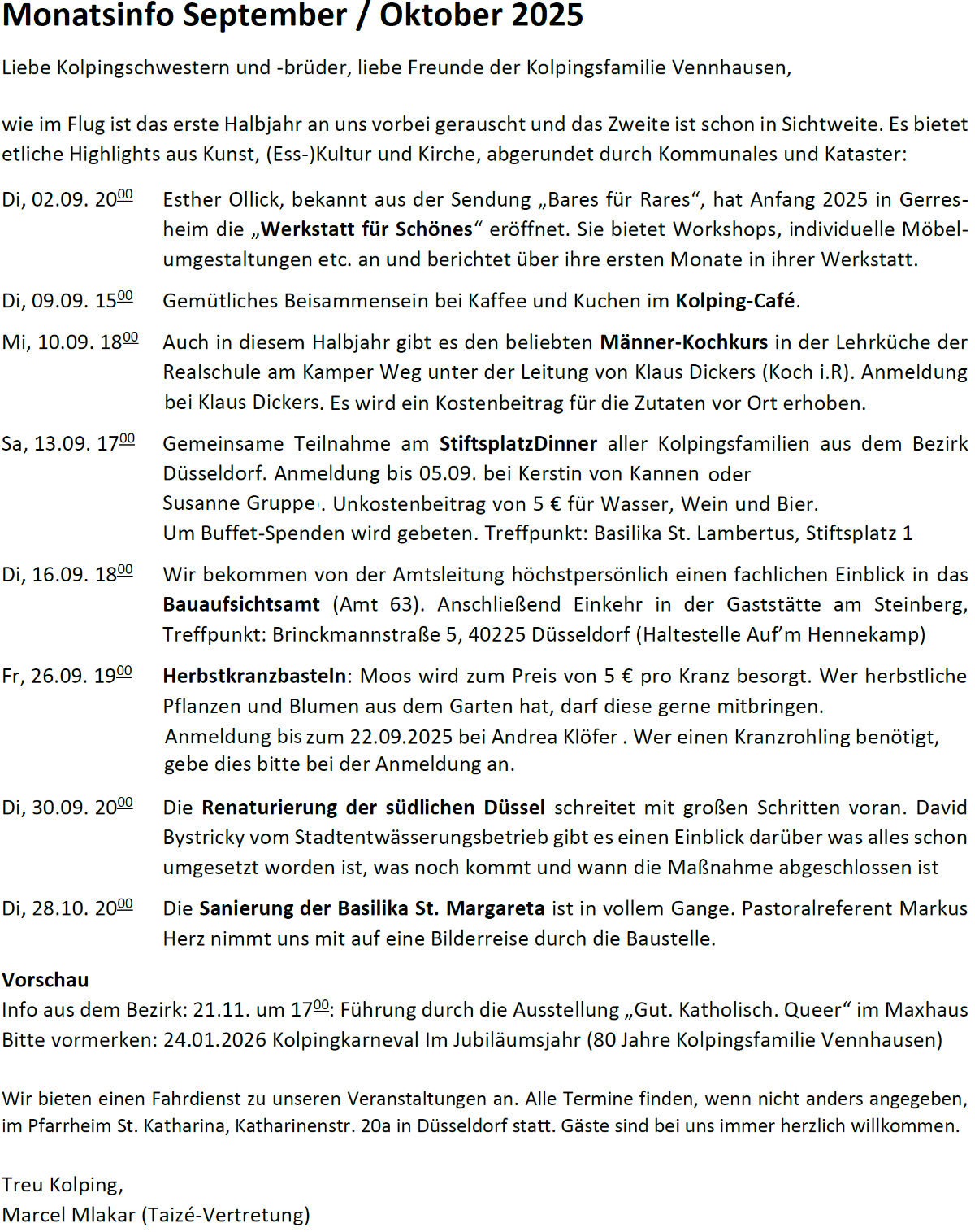 Monatsinfo (c) Kolpingsfamilie Düsseldorf-Vennhausen